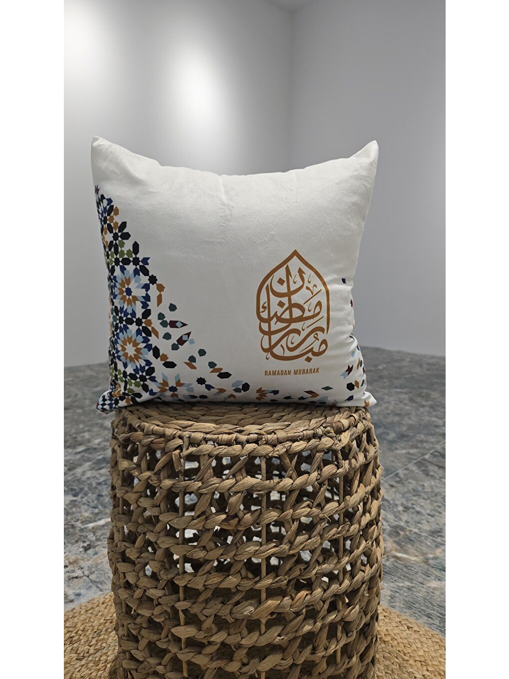 Bej Ramazan Temalı 2li  Dekoratif Kırlent Kılıfı 43x43 cm-2
