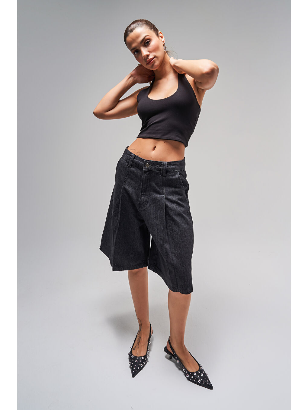 Mavi Kadın Koyu Jean Rengi 7s5-51 Skater Fit Maxi Boy %100 Pamuk Denim Şortolon-2