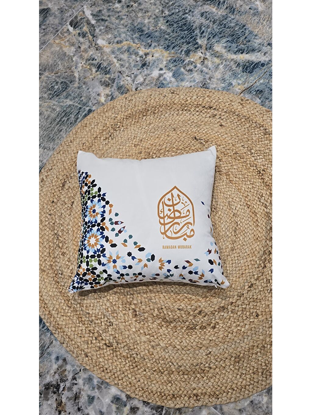 Bej Ramazan Temalı 2li  Dekoratif Kırlent Kılıfı 43x43 cm-5