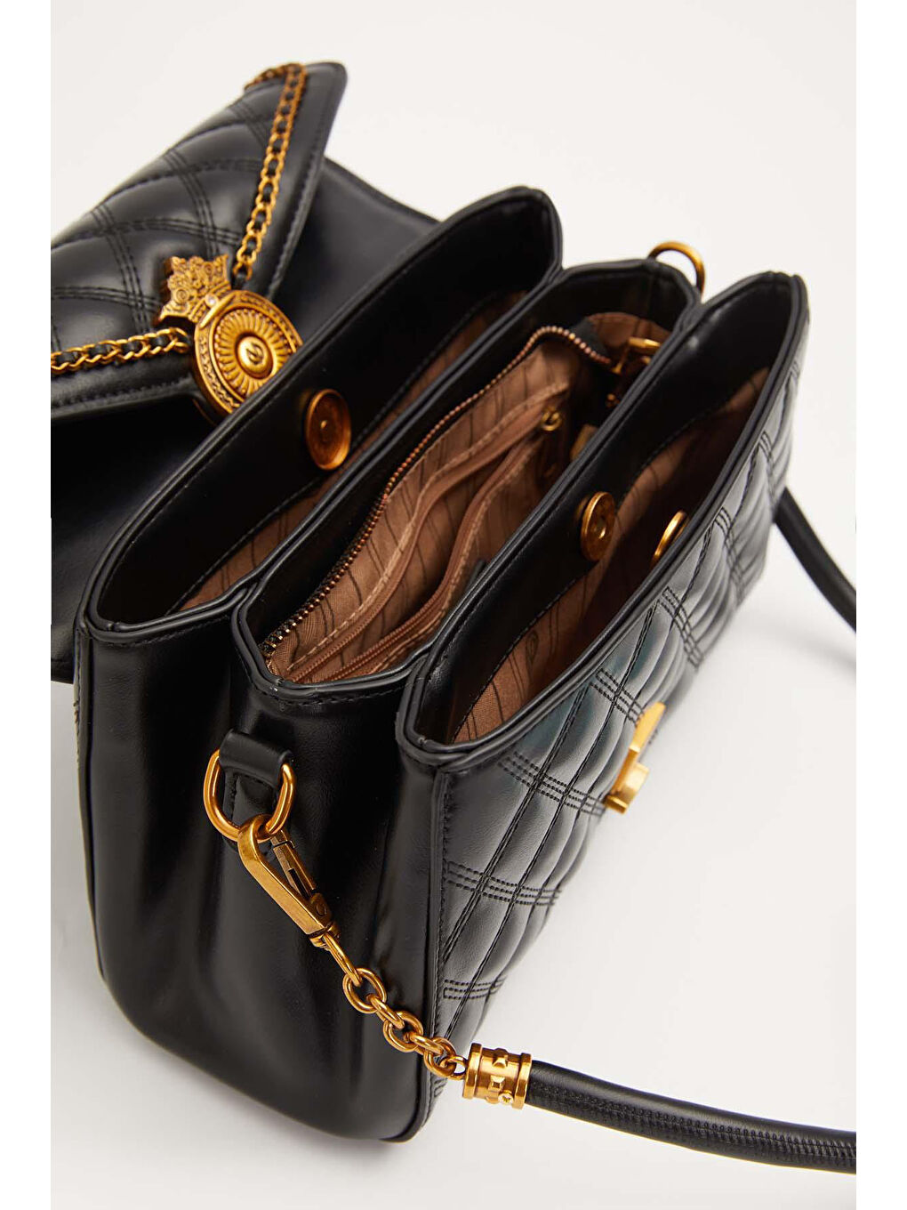 Premium Çift Bölmeli Çift Askılı Sert Deri Çanta 930663 Siyah-3