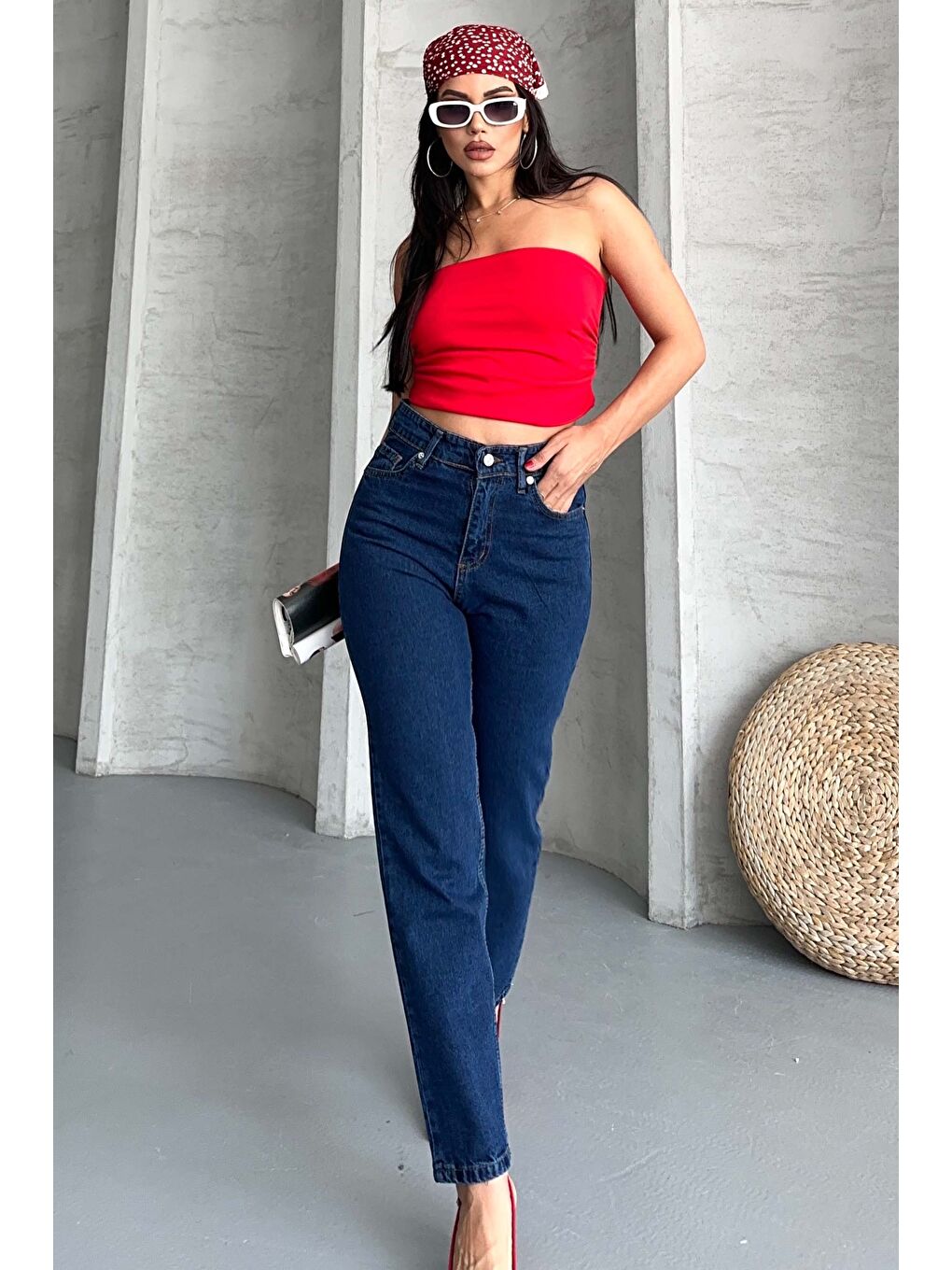 Mom Fit Jean Pantolon Koyu Mavi - 27301-2