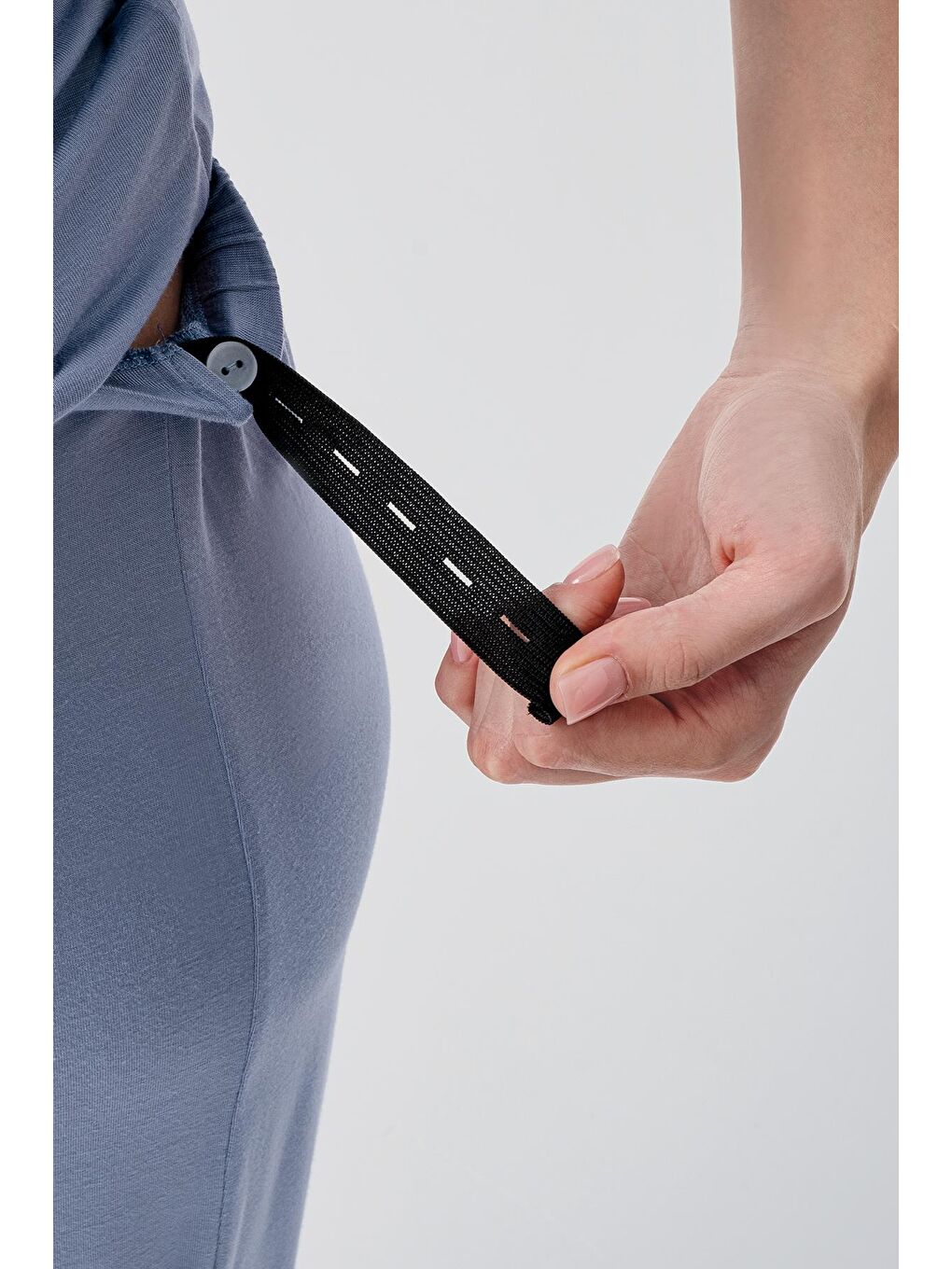 İndigo Kısa Kollu Emzirme Bölmeli Ayarlanabilir Bel Esnek Elastanlı Viskoz Soft Hamile Pijama Takım 19317-9