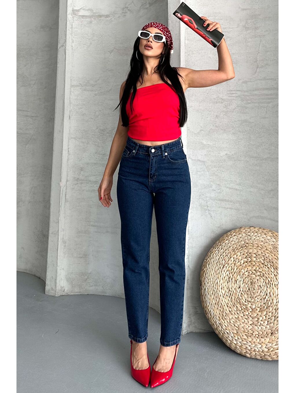 Mom Fit Jean Pantolon Koyu Mavi - 27301-3