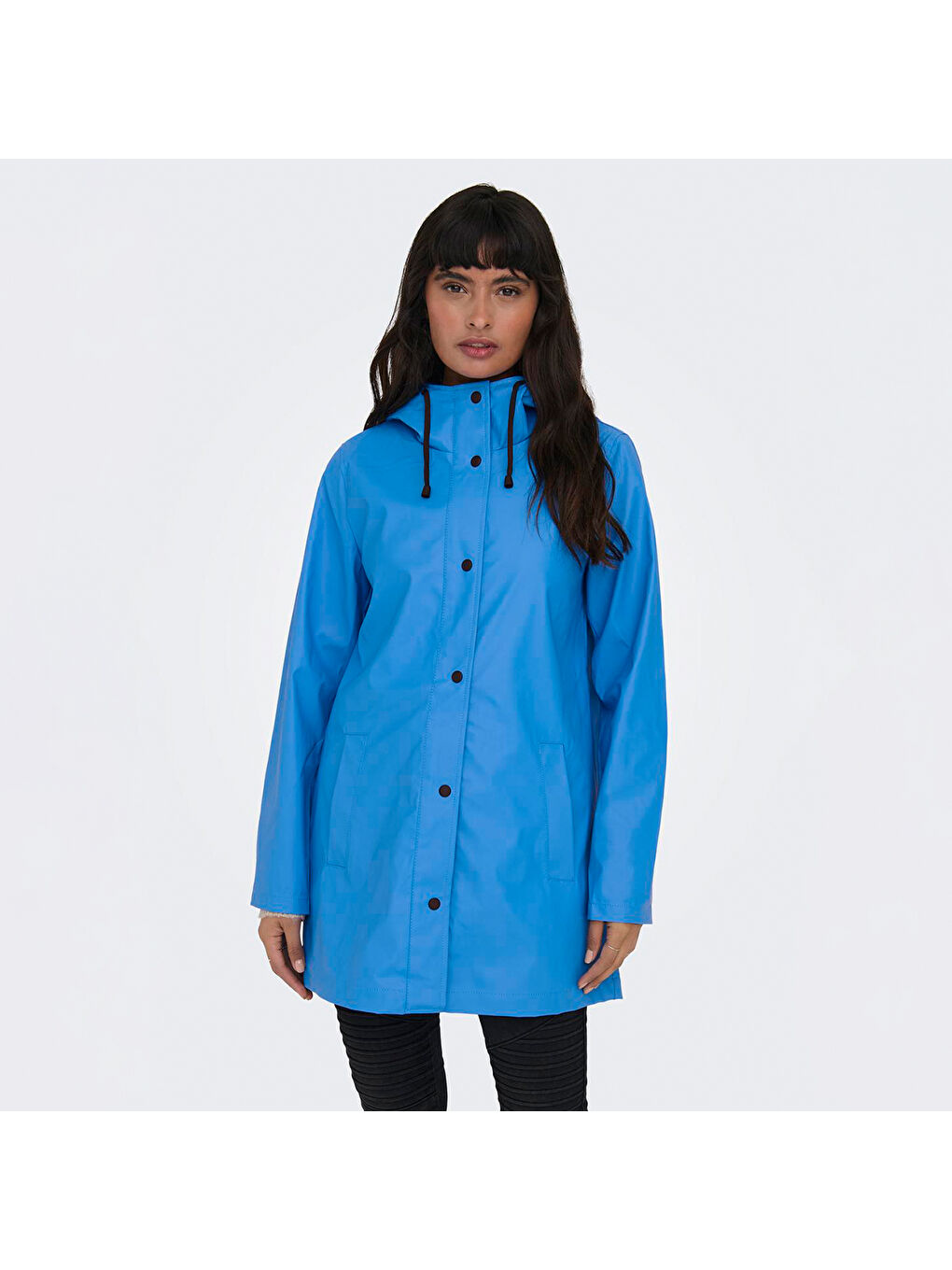 Only New Ellen Raincoat Kadın Mavi Kapüşonlu Mont