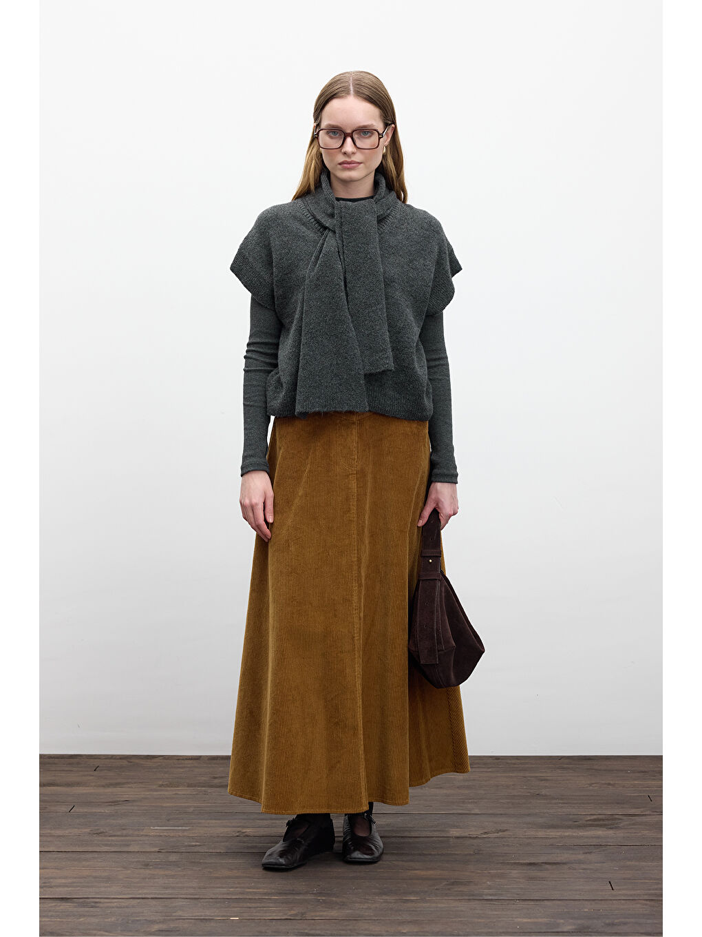 Düz Örgü Atkılı Triko Süveter Antrasit-5