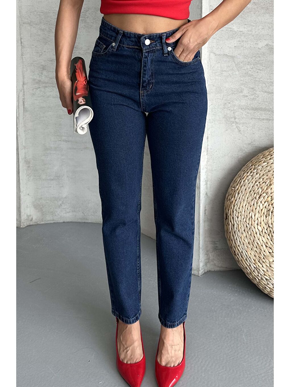 Mom Fit Jean Pantolon Koyu Mavi - 27301-4