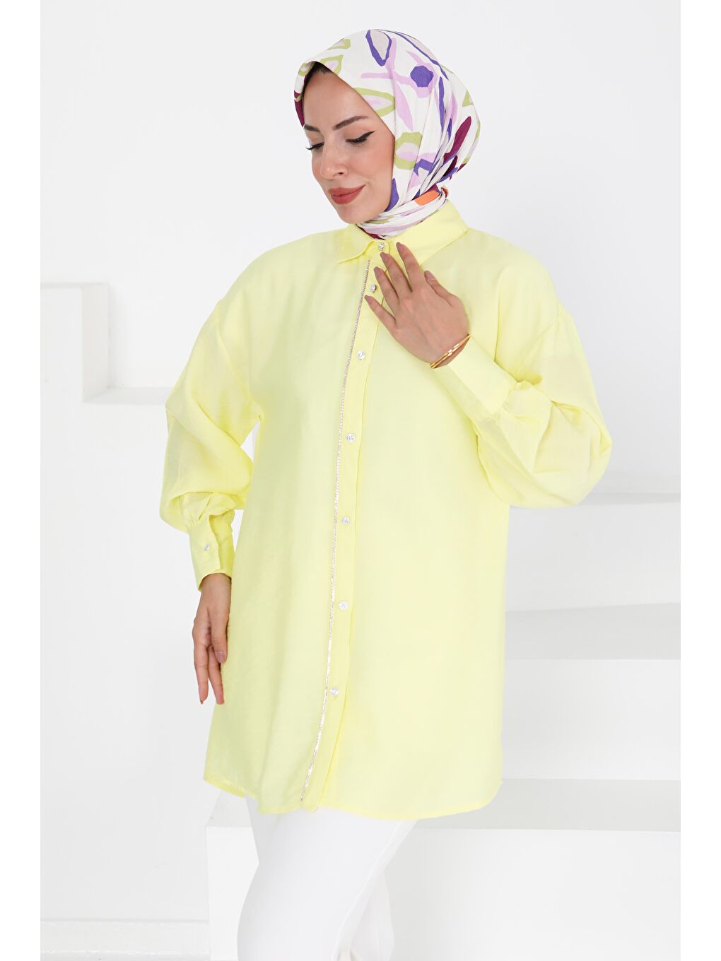 Sarı Taş Detaylı Tunik Sari - 27432