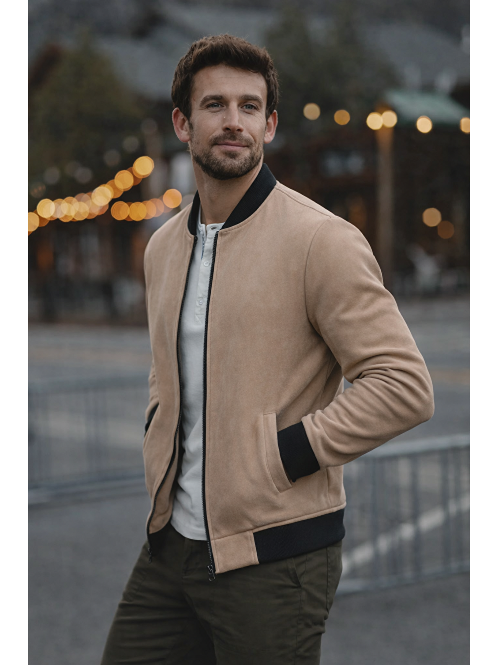 Kahverengi Erkek Comfort Fit Basic Kahve Süet Nubuk Ceket-1