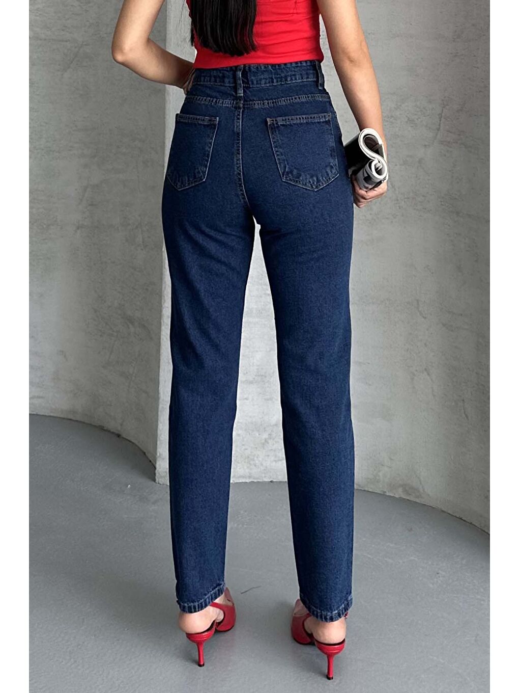 Mom Fit Jean Pantolon Koyu Mavi - 27301-5