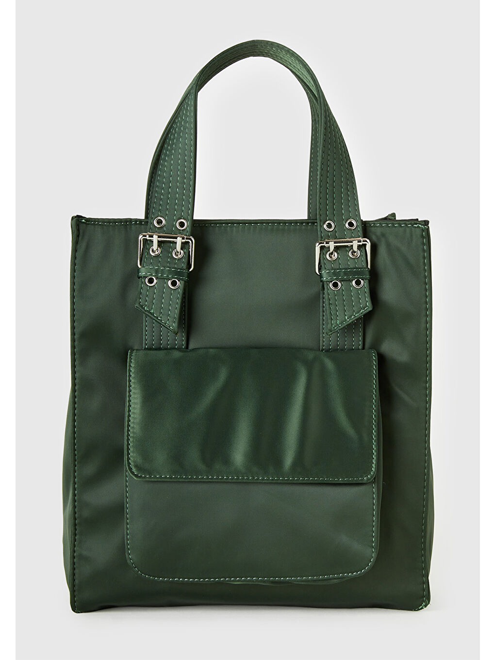 Kadın Haki Yeşili Metal Detaylı Cepli Askılı Omuz Çantası