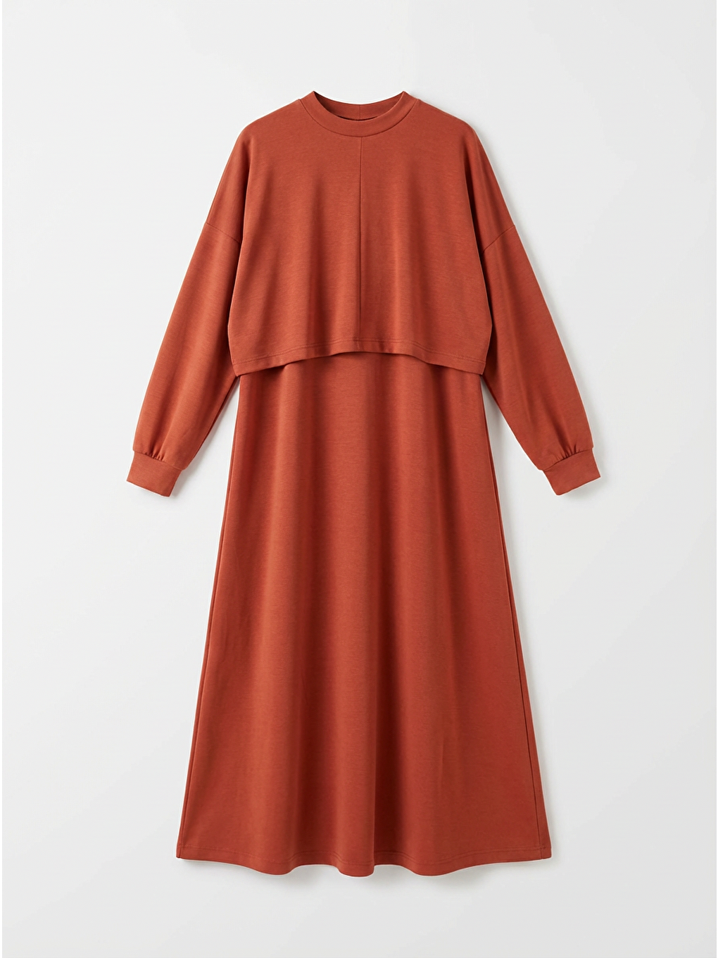 Kahverengi Kiremit-İki Parçalı Elbise-1