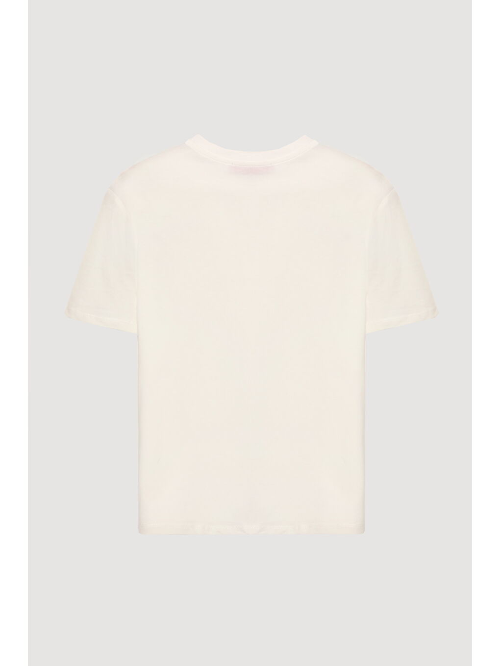 Bisiklet Yaka Oversize Basic Tişört Ekru-2