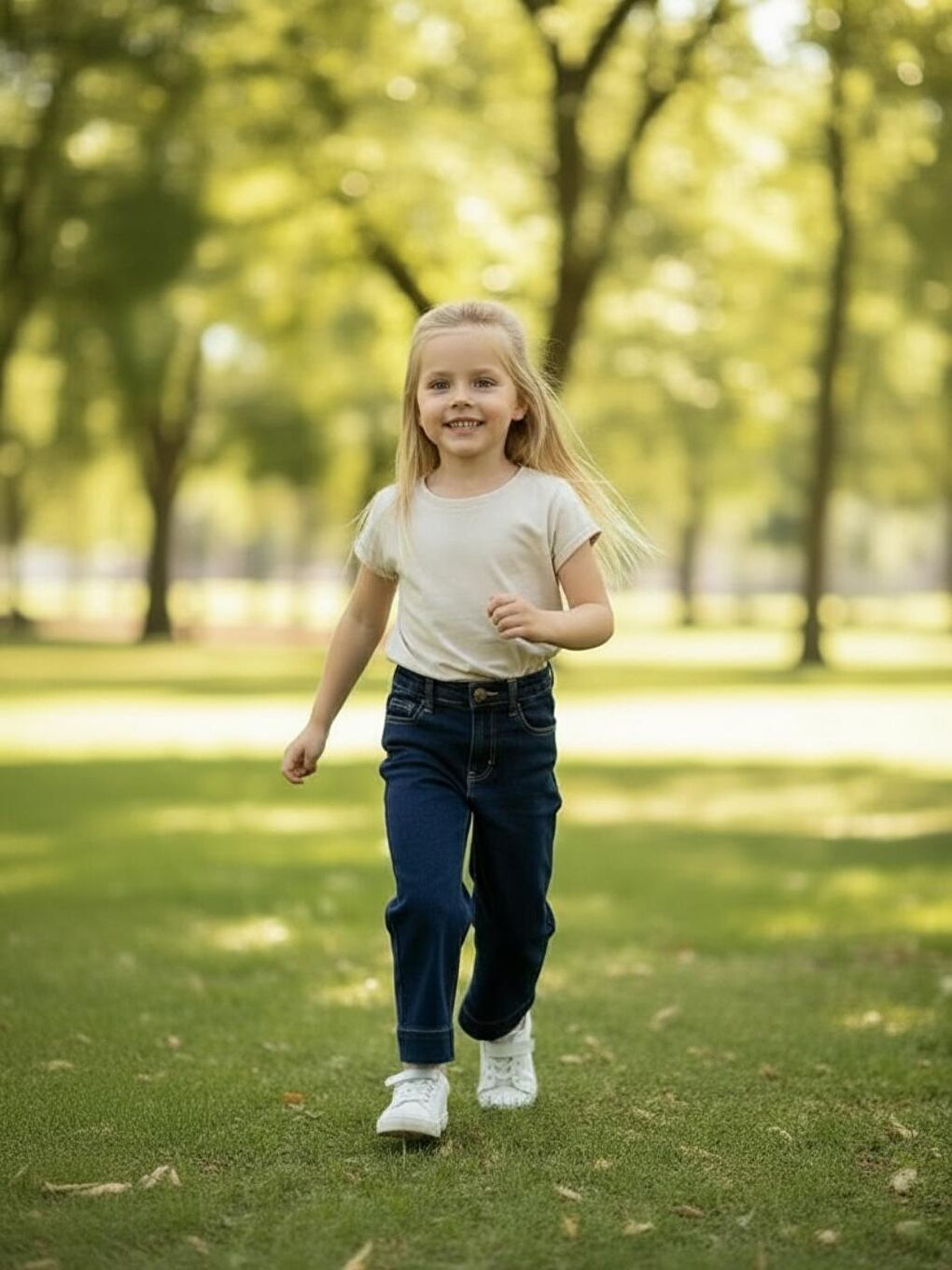 Kız Çocuk Elastanlı Mavi Mid Rise Metalik Cuffed Baggy Jean Pantolon (5-16 yaş)-4