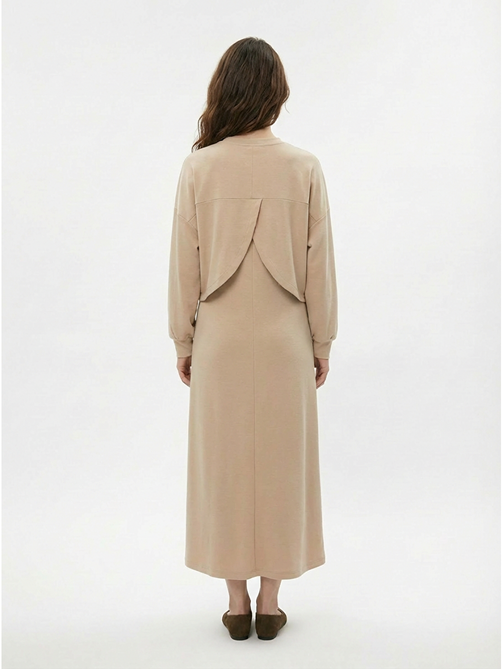 Bej-İki Parçalı Elbise-1