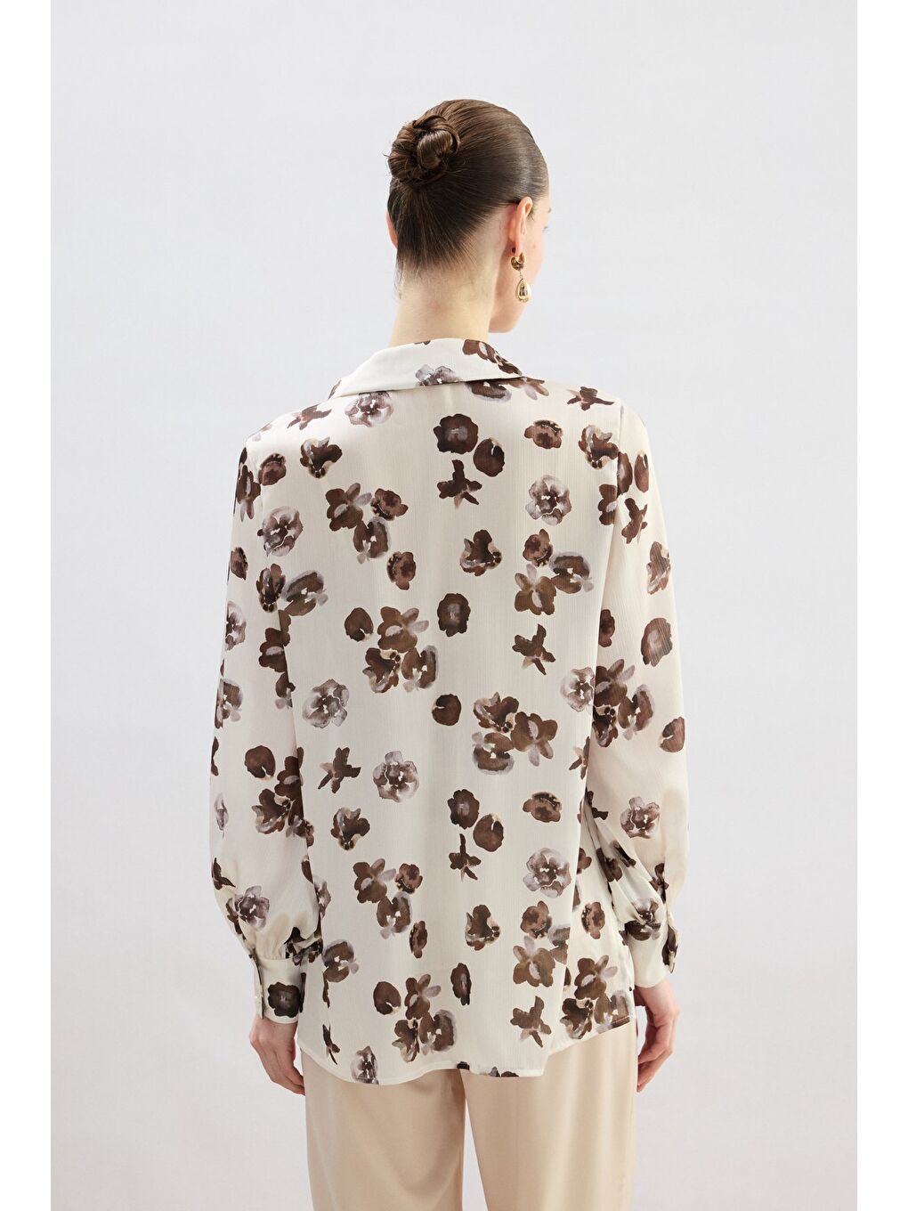 Kahverengi Desenli Salaş Gömlek - Kahve-5