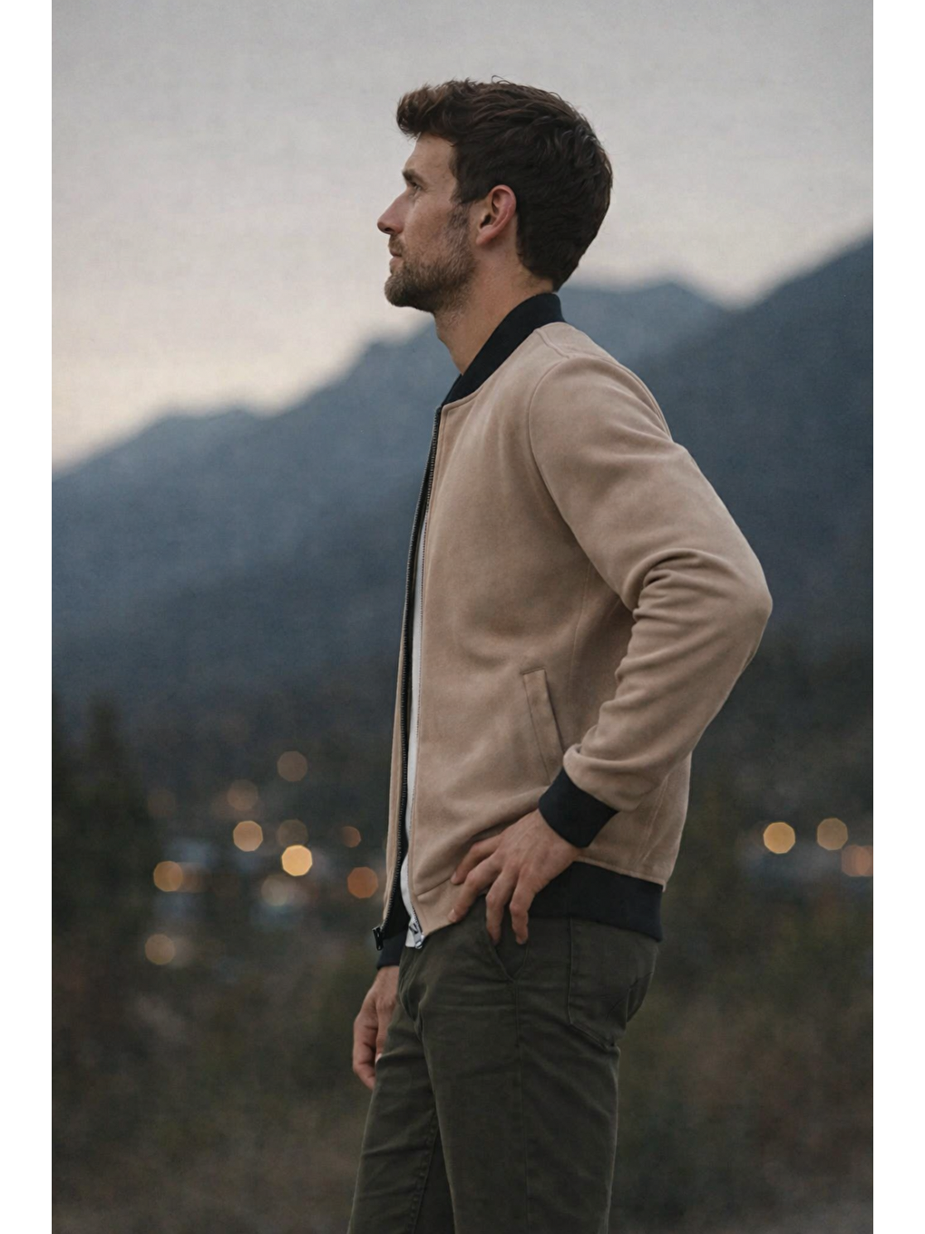 Kahverengi Erkek Comfort Fit Basic Kahve Süet Nubuk Ceket-4