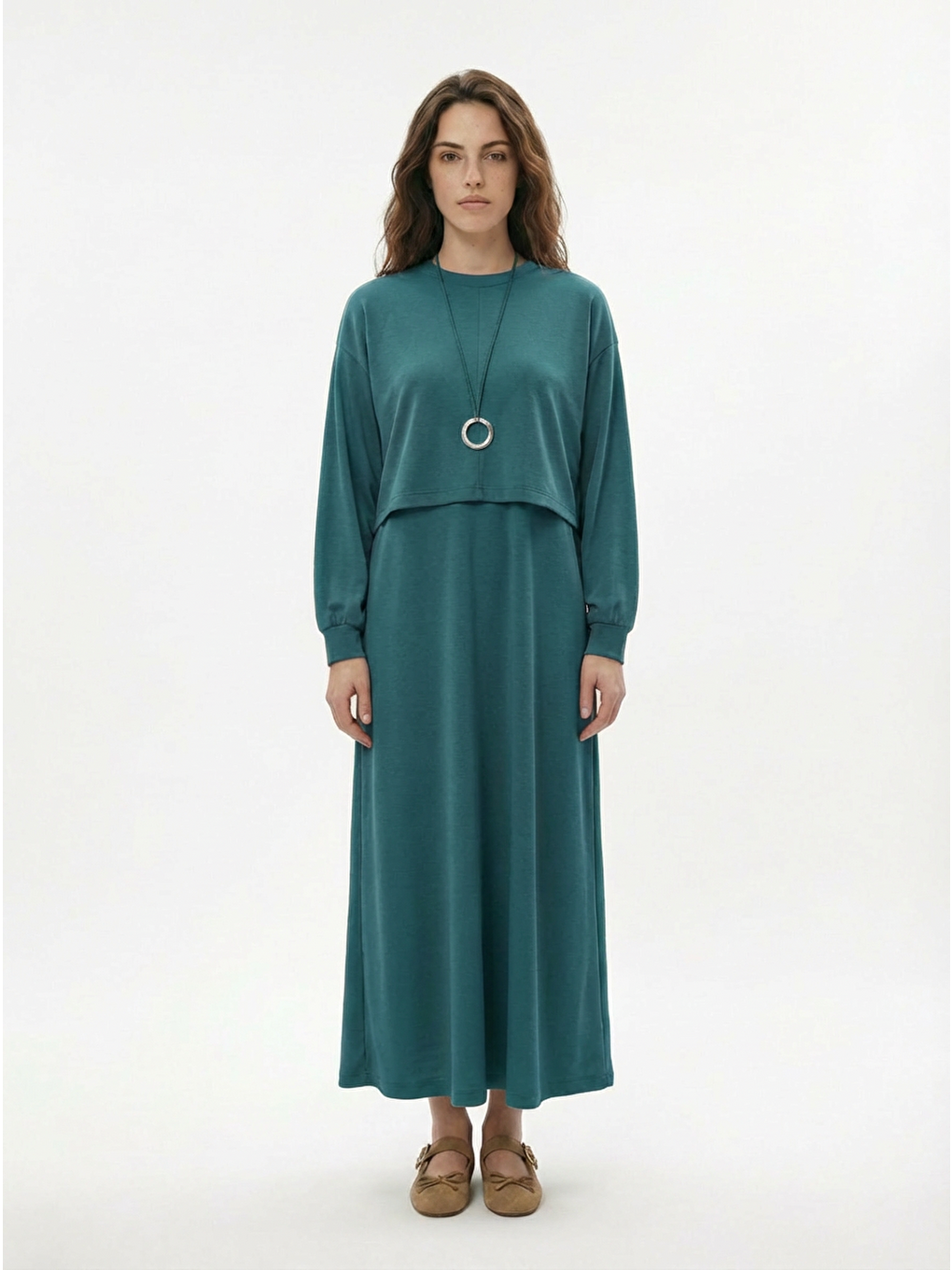 Yeşil-İki Parçalı Elbise