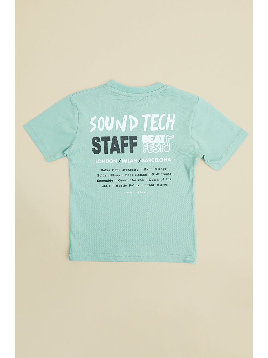Yeşil Beat Fest Baskılı Erkek Çocuk Tişört-1