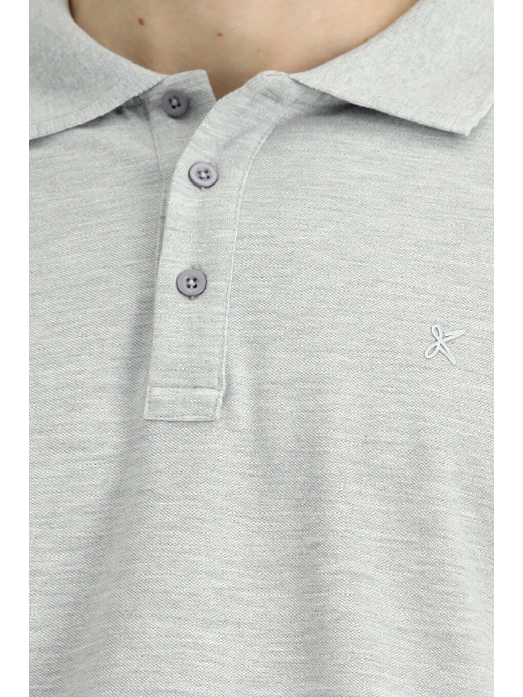 Gri Slim Fit Dar Kesim Pamuk Kıvrılmaz Polo Yaka Tişört-4