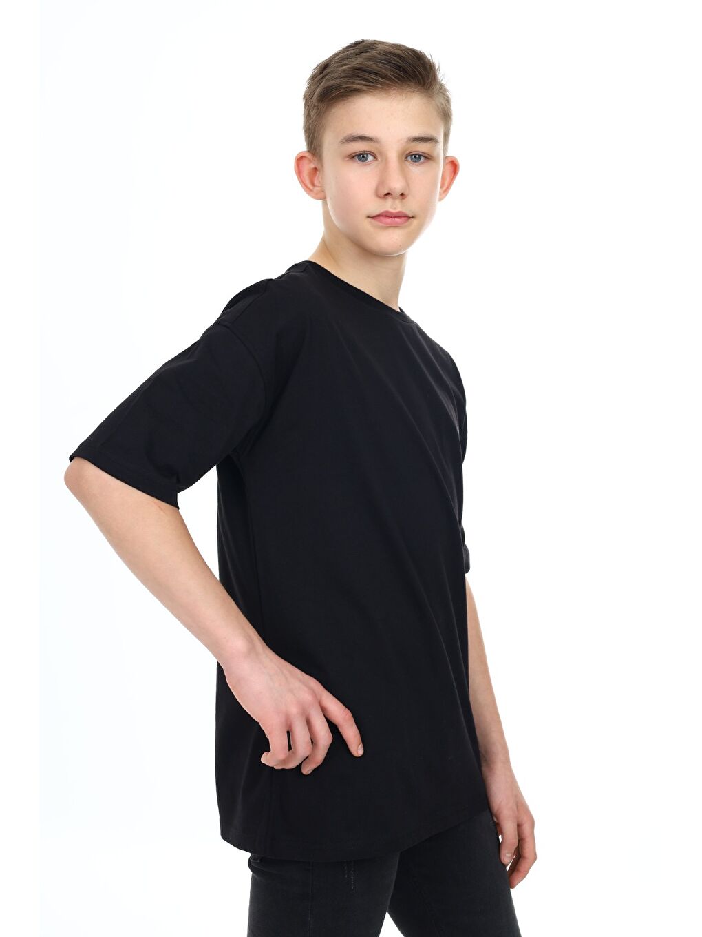 Siyah Erkek Çocuk Baskılı Tişört-2