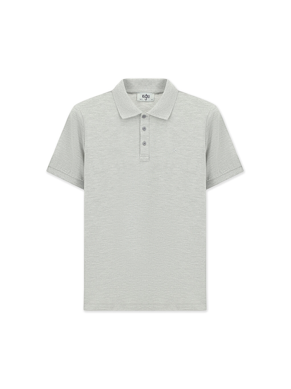 Gri Slim Fit Dar Kesim Pamuk Kıvrılmaz Polo Yaka Tişört-5
