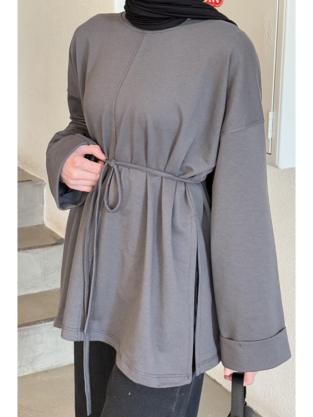 Yırtmaç Detaylı Sweat Antrasit-2