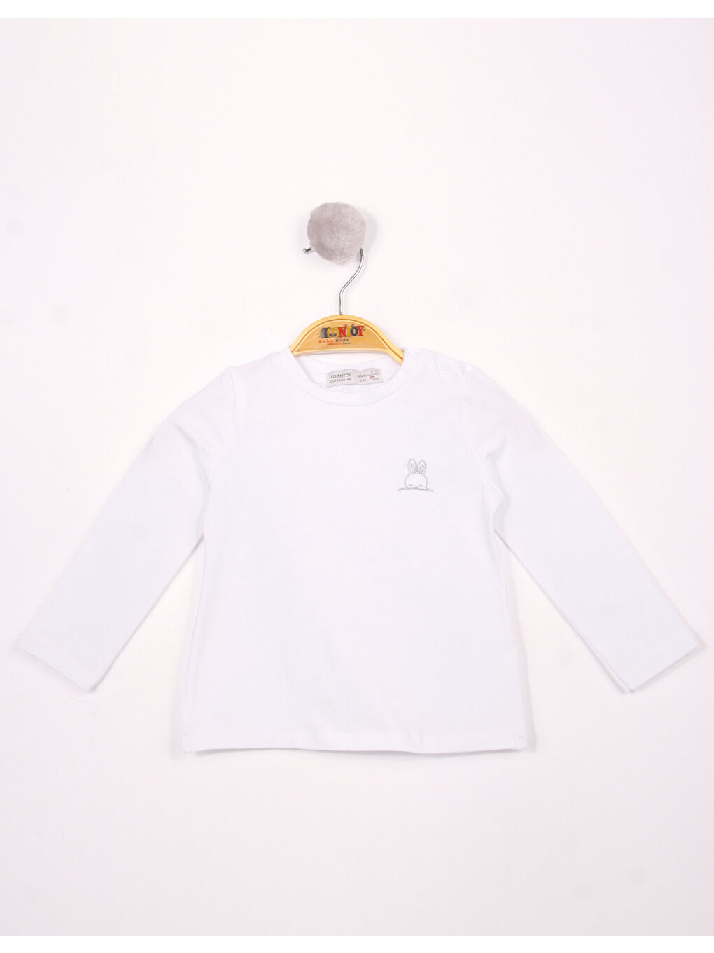 Beyaz Kız Bebek Göğsü Nakışlı Tişört