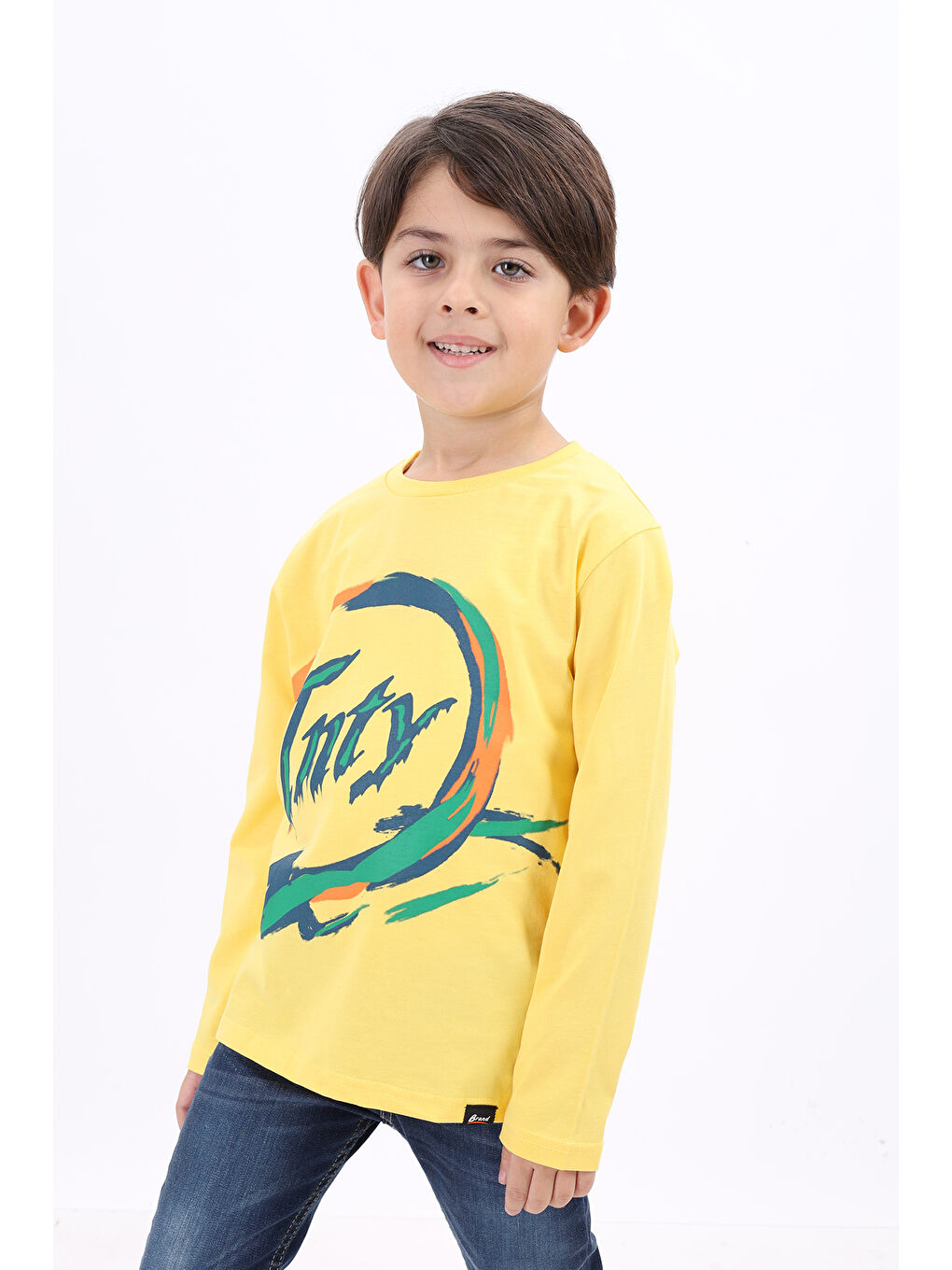 Sarı Erkek Çocuk Baskılı Tişört-1