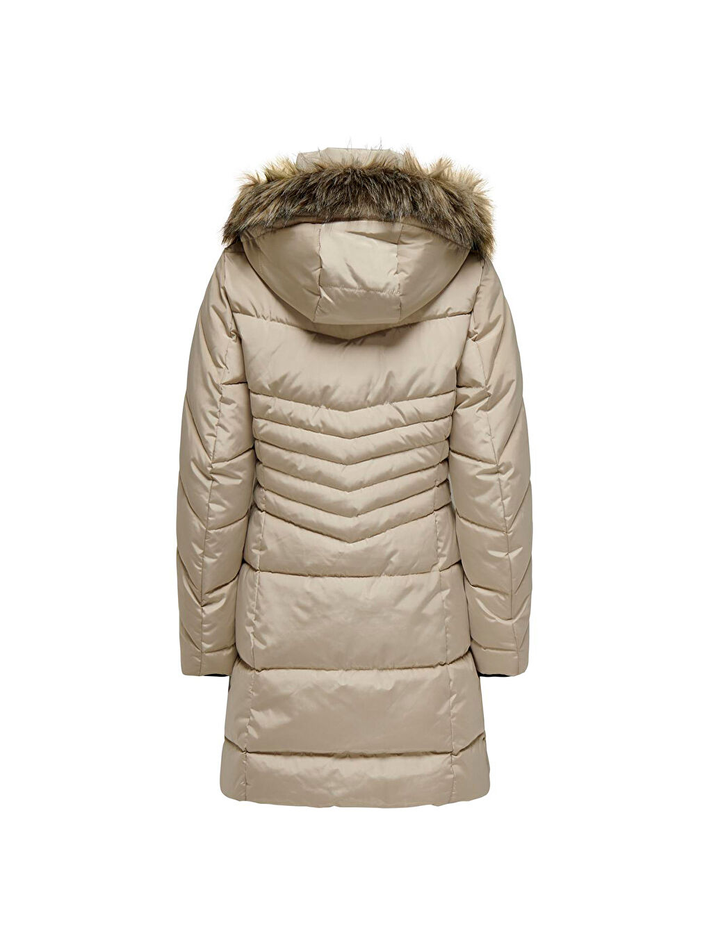 Only Nora Puffer Coat Kadın Bej Kapüşonlu Mont - 1