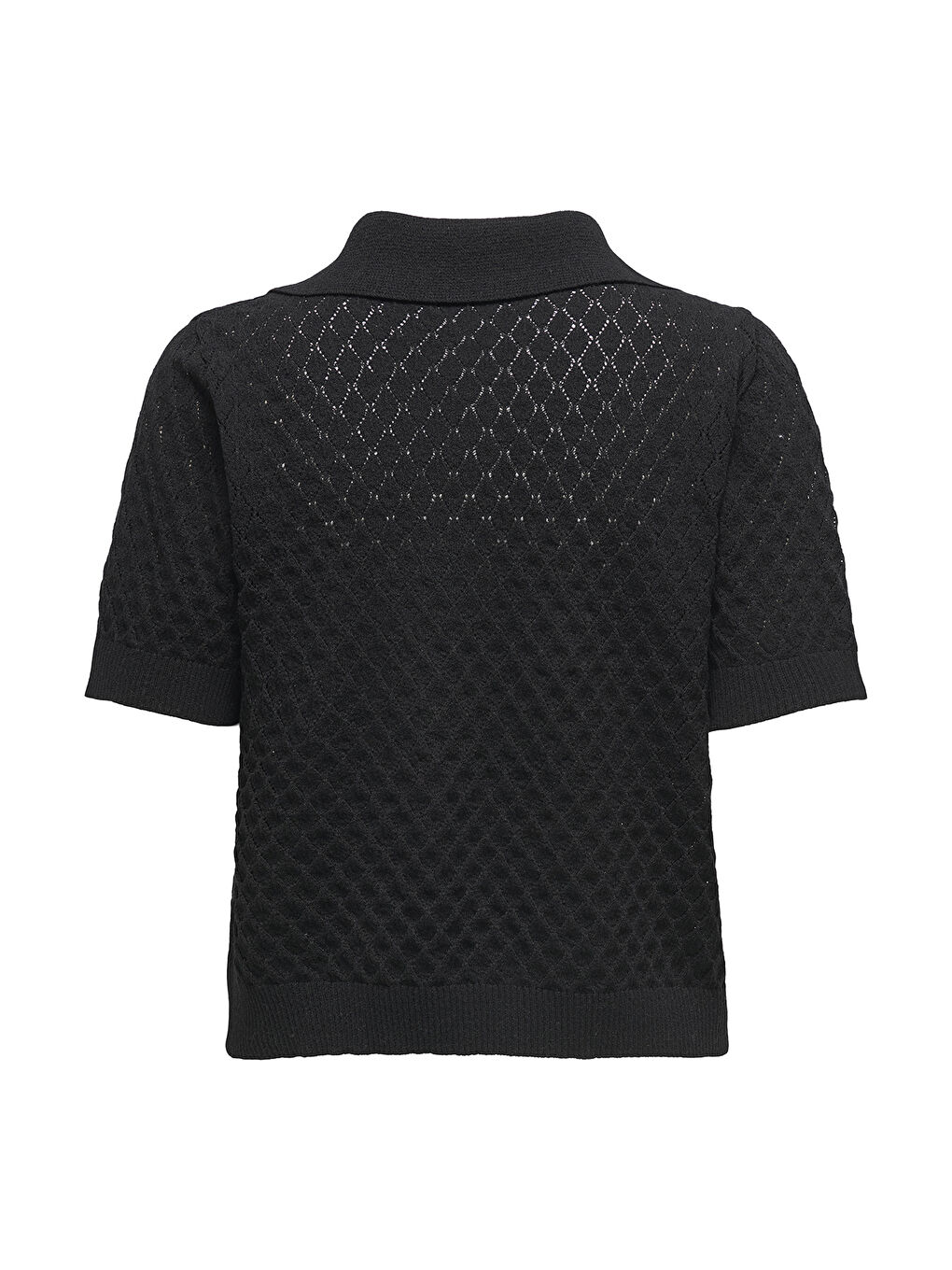 Siyah Onlcosima Pamuk Karışımlı Regular Fit Kısa Kollu Kadın Örgü Kazak 15341211-1