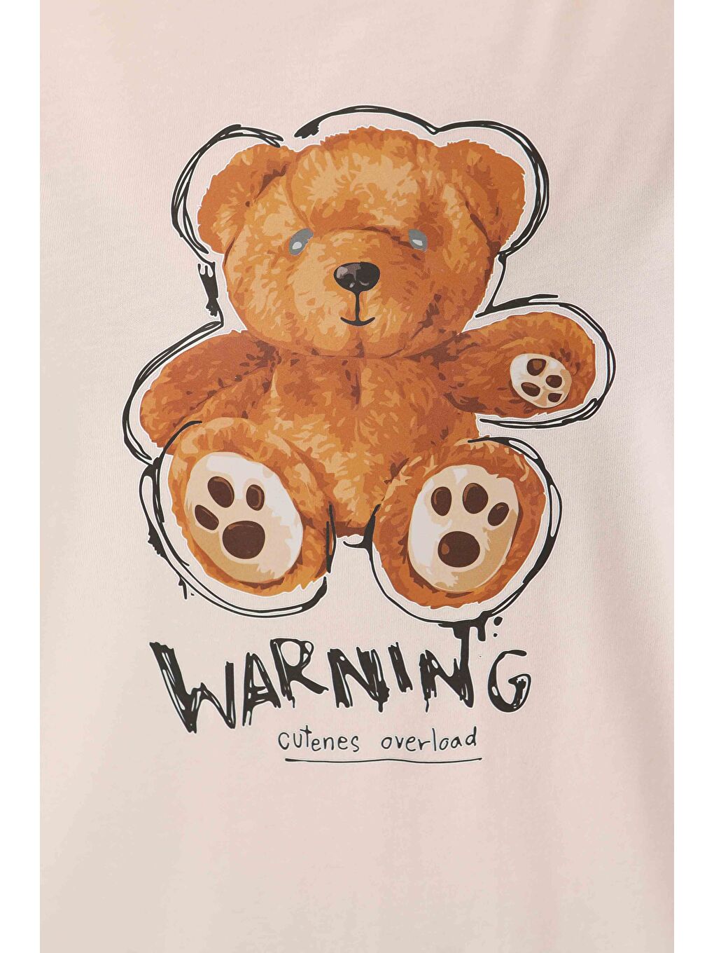 Pembe Baskılı Kısa Kollu T-Şhirt Pudra - 27350-3