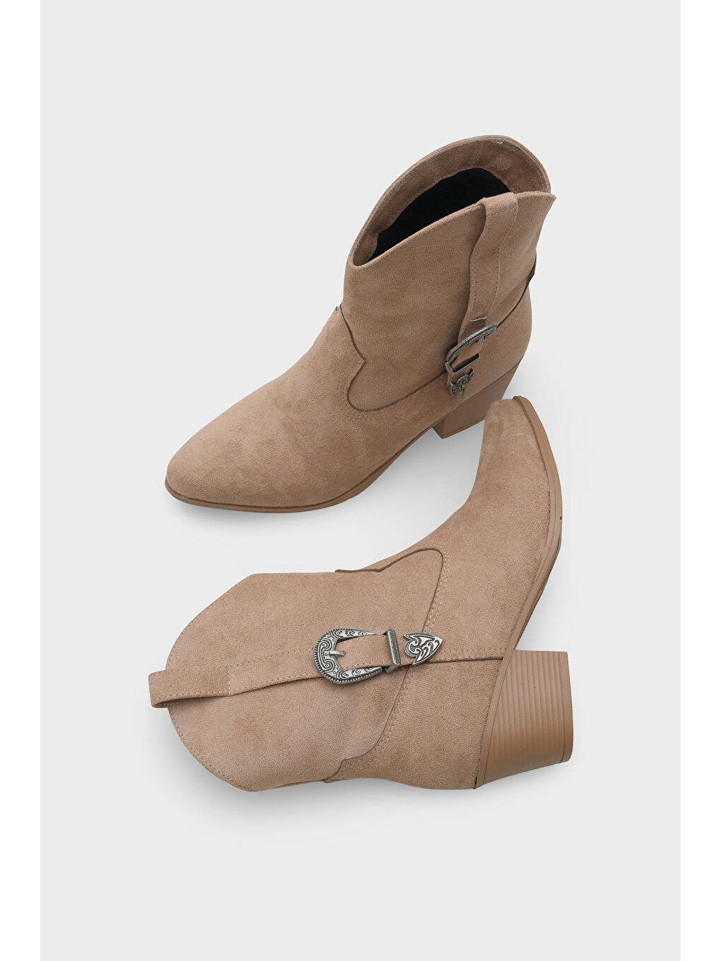 Bej Zane Süet Çekmeli Kadın Kovboy Bot-5