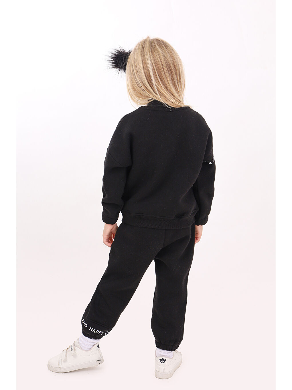 Siyah Kız Çocuk Baskılı Eşofman Takım-1