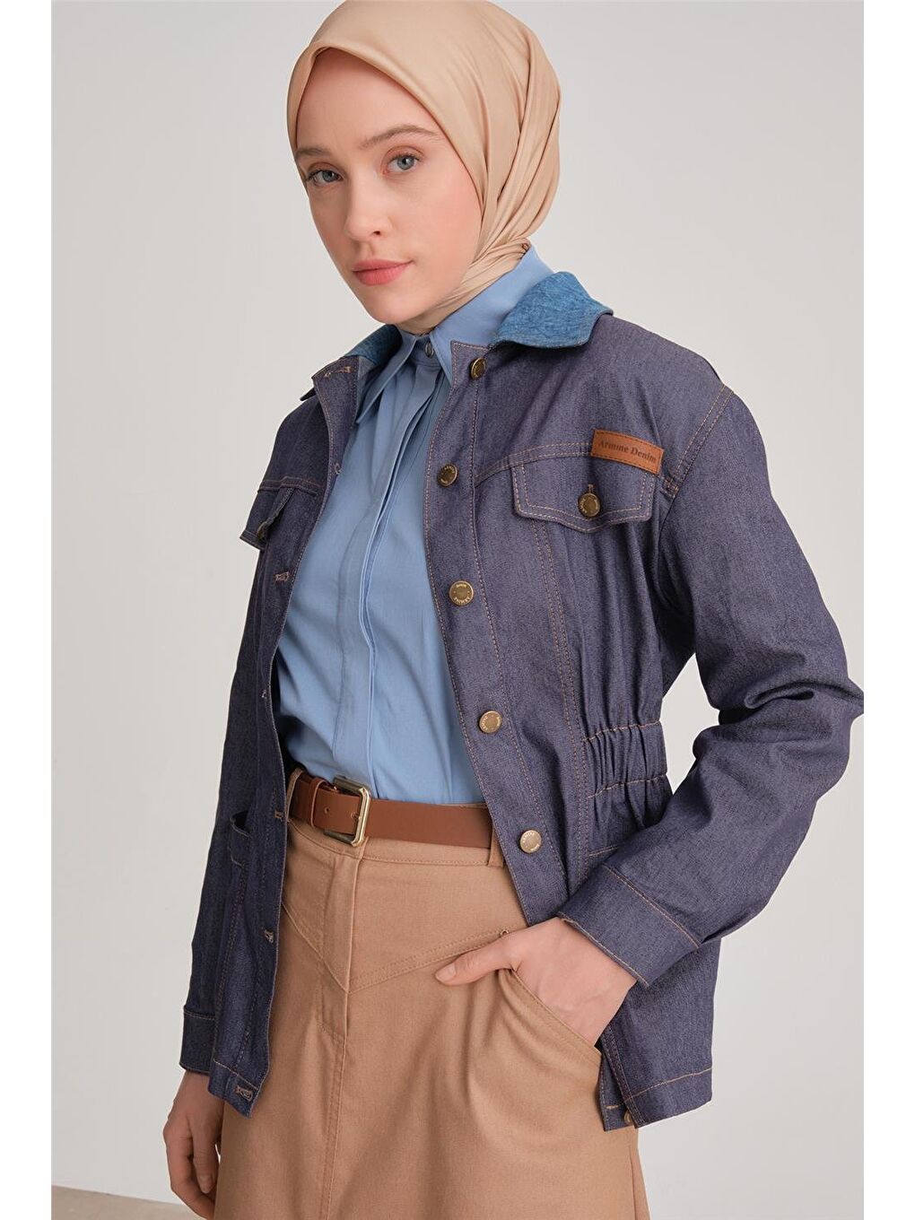 Beli Lastikli Denim Ceket 24Y5408 Lacivert