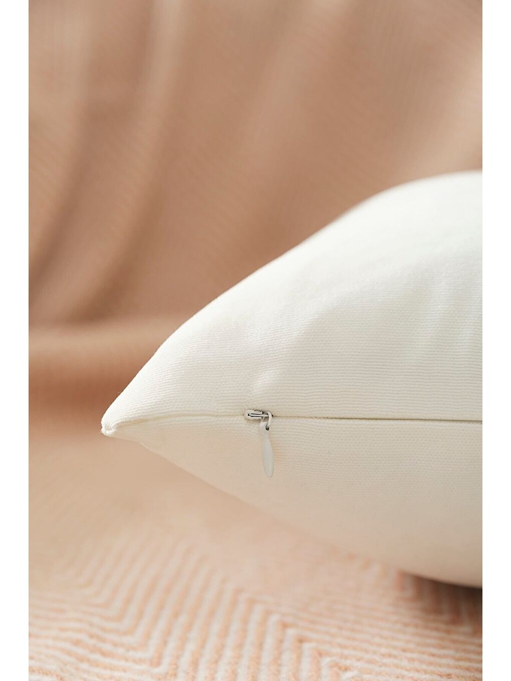 Panoroma Süet Dokulu Düz Punch (Panç) İçin Uygun Beyaz 45X45 Dekoratif Kırlent Kılıfı-1