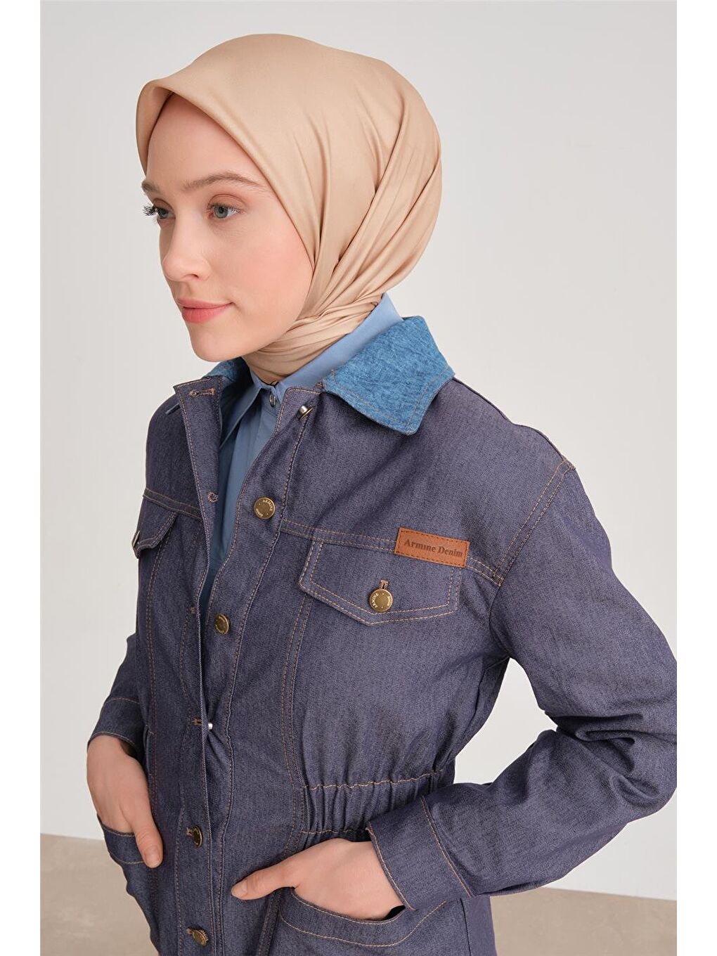 Beli Lastikli Denim Ceket 24Y5408 Lacivert-1