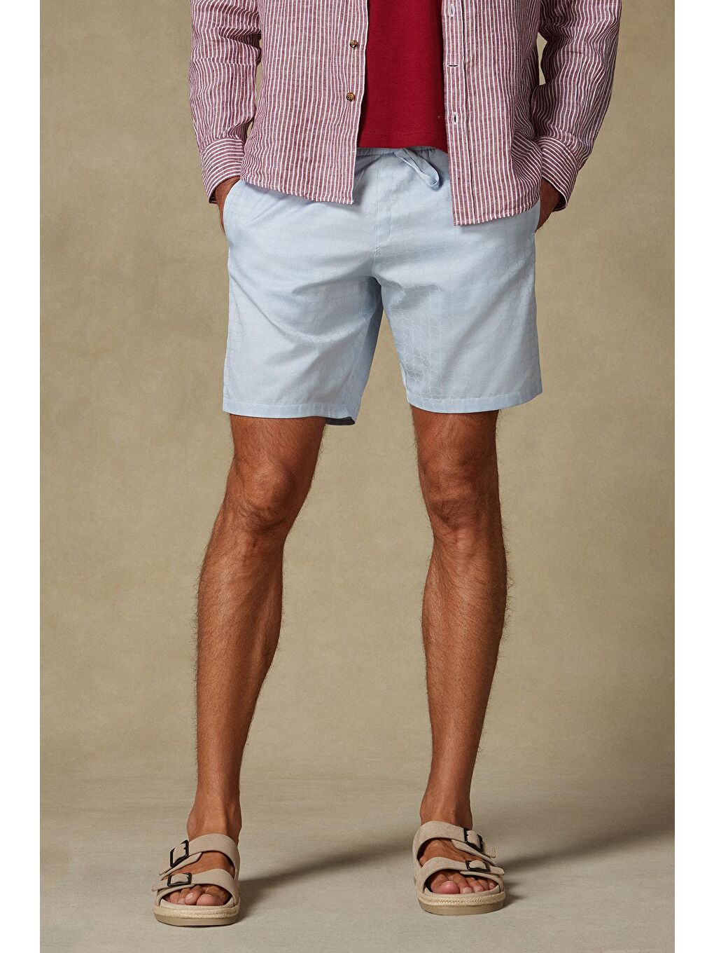 Sky Jakar Pamuklu Comfort Fit Açık Mavi Erkek Desenli Şort-1