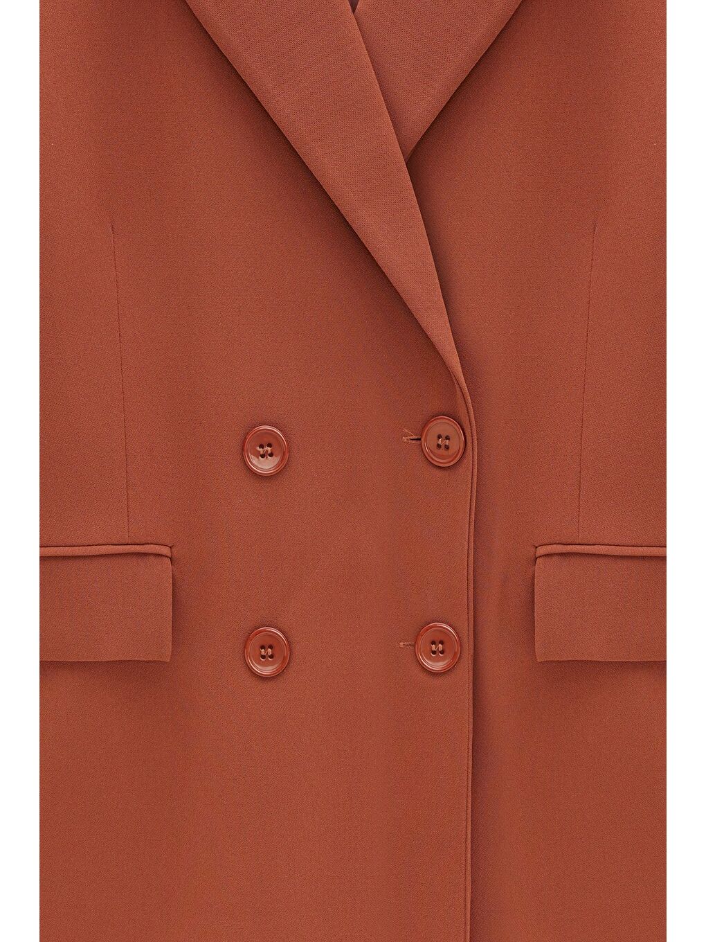 Kahverengi Kadın Oversize Dokuma Uzun Busines Ceket - Kapak Detaylı-1
