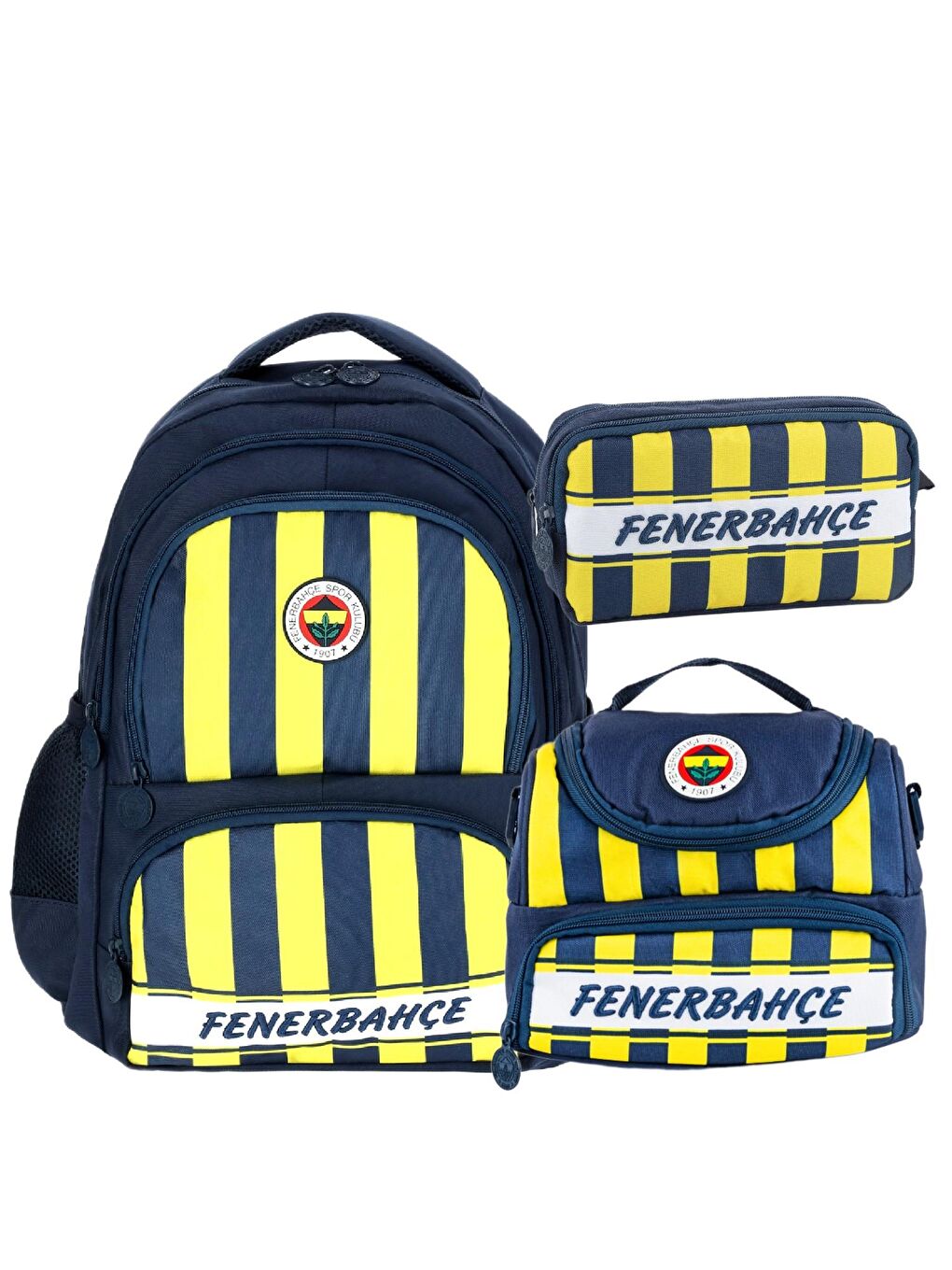 3 Bölmeli Çubuklu Okul Çantası + Beslenme Çantası + Kalemlik