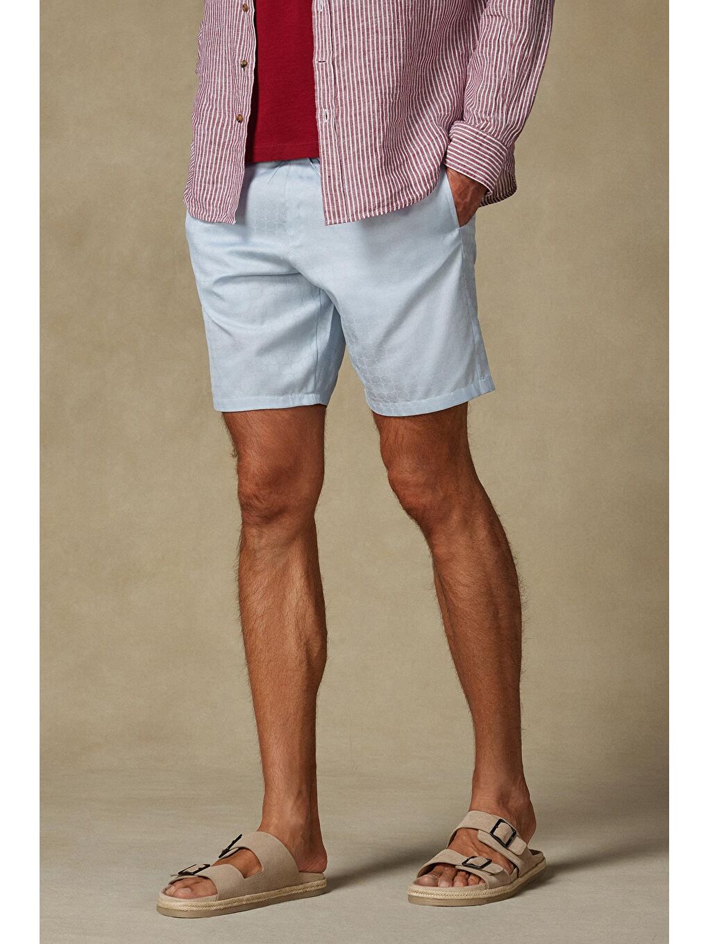 Sky Jakar Pamuklu Comfort Fit Açık Mavi Erkek Desenli Şort-2