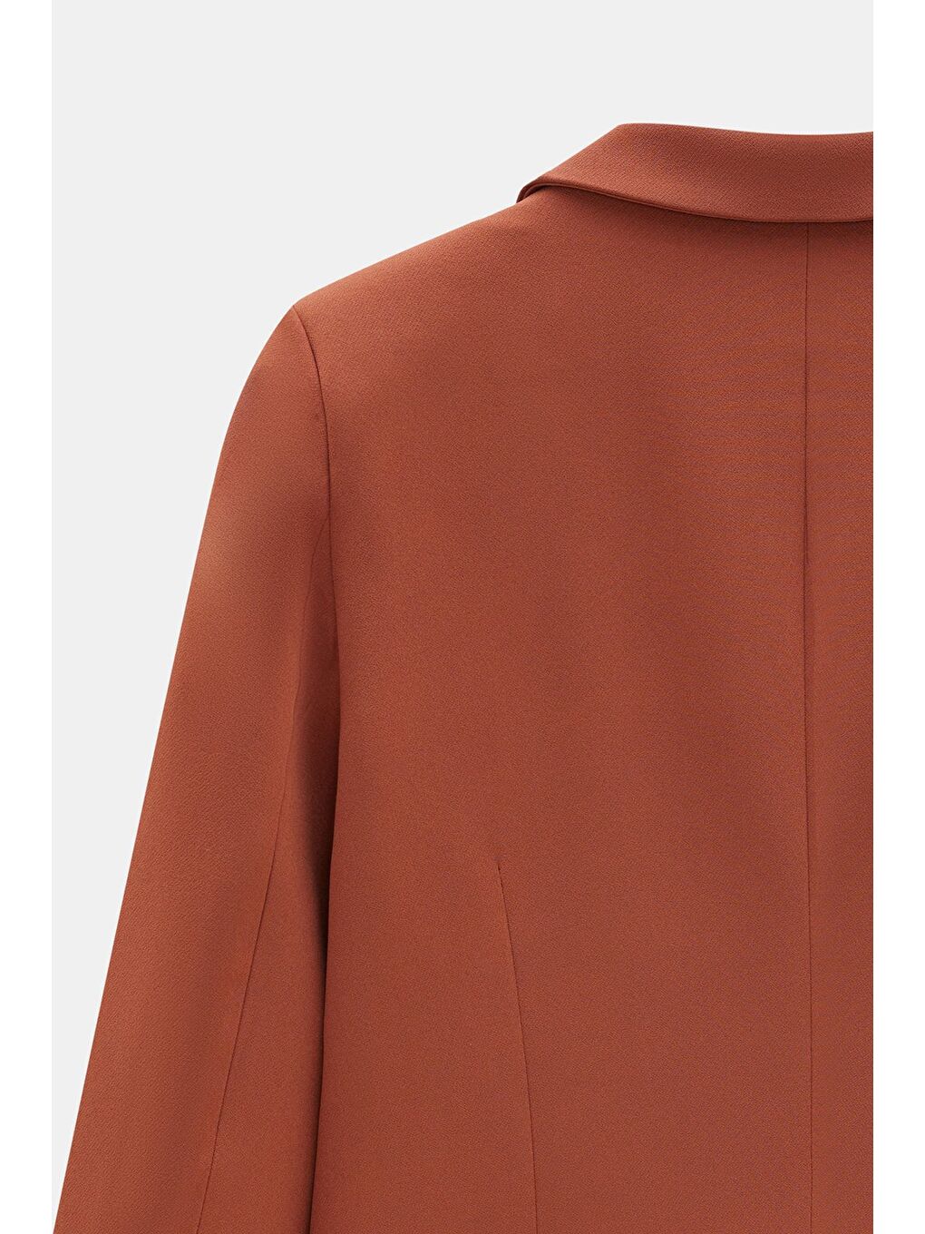 Kahverengi Kadın Oversize Dokuma Uzun Busines Ceket - Kapak Detaylı-3