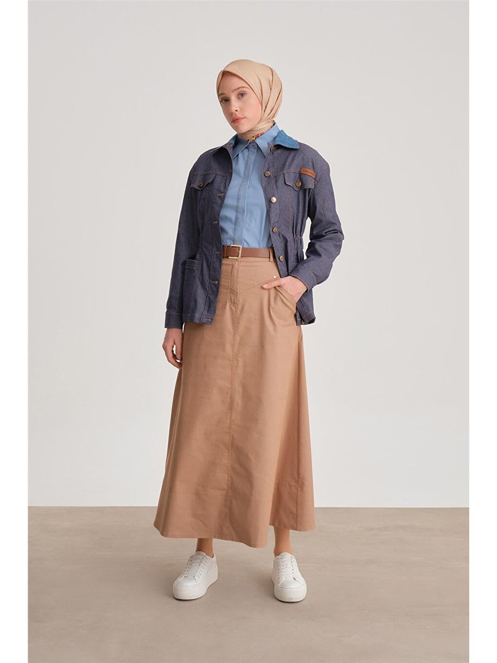 Beli Lastikli Denim Ceket 24Y5408 Lacivert-3