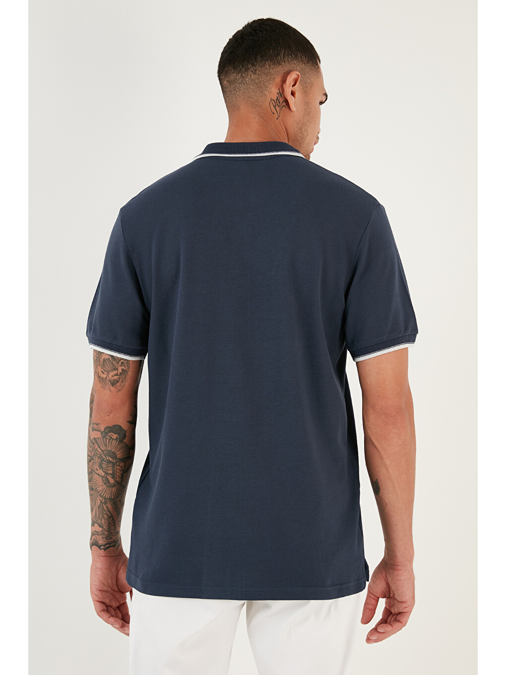 Lacivert Pamuklu Slim Fit Düğmeli 2'li Paket Polo Yaka T Shirt 5902118S2-3