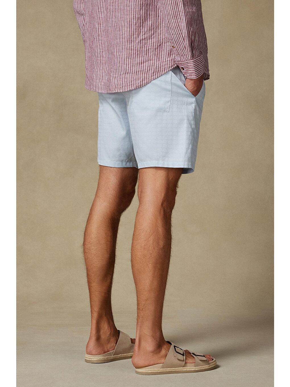 Sky Jakar Pamuklu Comfort Fit Açık Mavi Erkek Desenli Şort-3