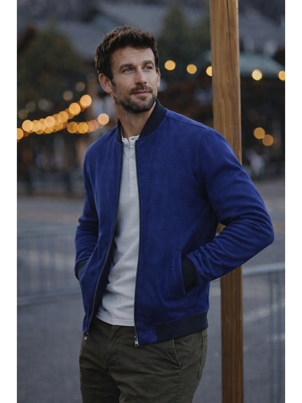 Erkek Comfort Fit Basic Lacivert Süet Nubuk Ceket-2