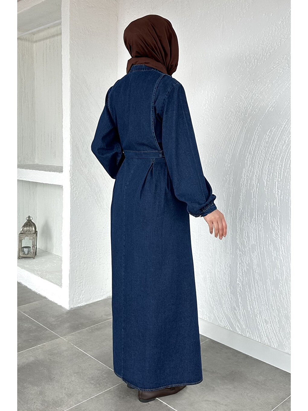 Lacivert Yelek Kombinli Jean Jean Tesettür Elbise-6