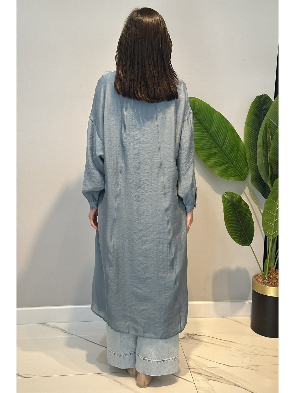 Çift Katlı Kuşaklı Nil Tunik 165 Mavi-3
