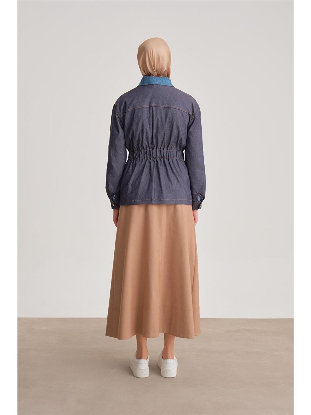 Beli Lastikli Denim Ceket 24Y5408 Lacivert-5