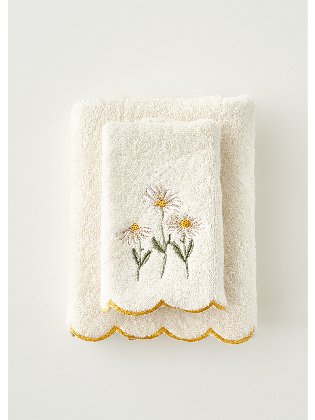 Daisy Scallop Kenar El Havlusu Bej (30x50 cm)-3