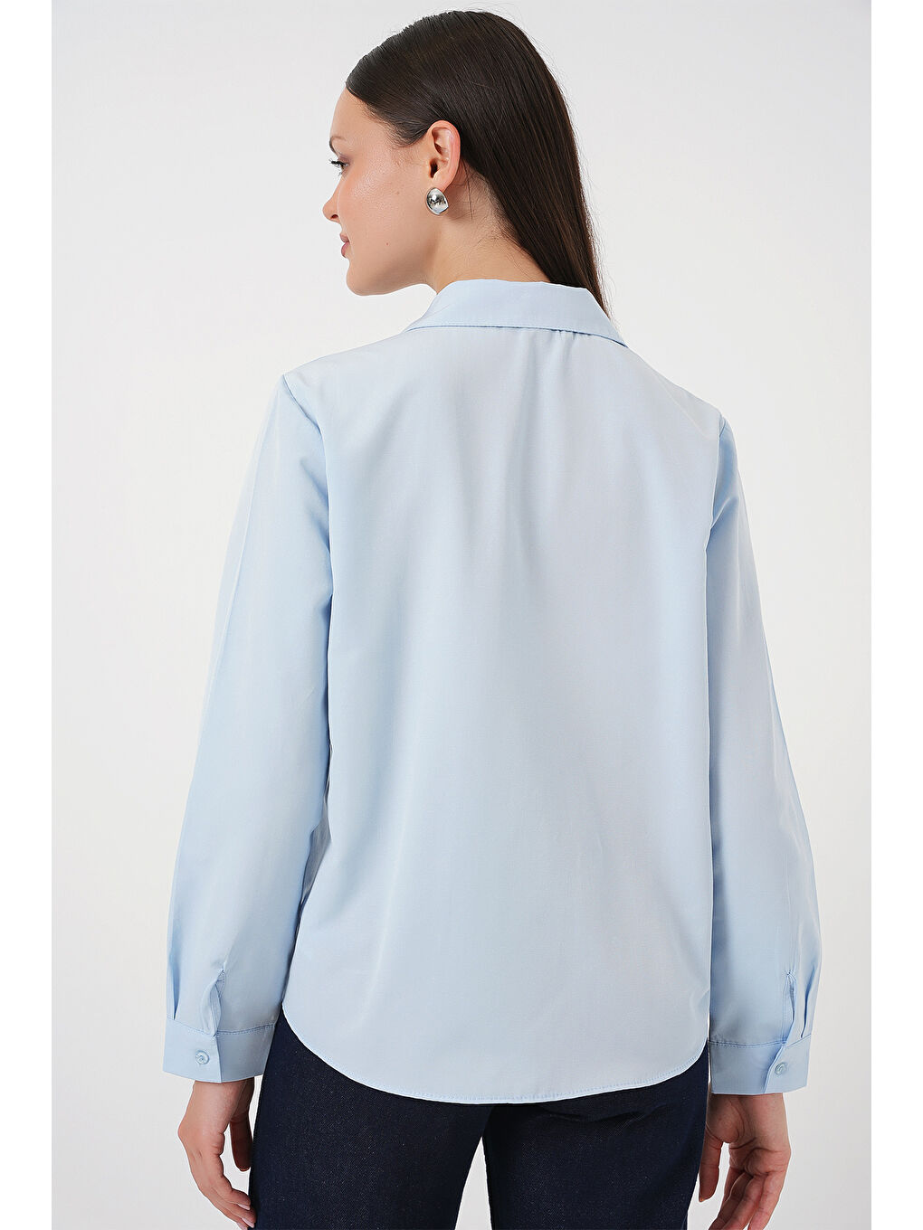 Kadın Fiyonk Detay Gömlek 20311 - Mavi-5